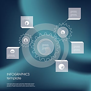 Gears or cog wheel infographics template. Line