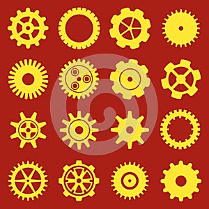 Gears and cogs. Icons set in vector