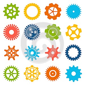 Gears and cogs. Icons set in vector