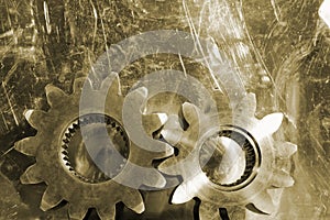 Gears and cogs in sepia toning