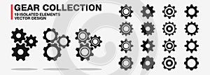 Gears and cogwheel vector collection icon set â€“ Isolated and group black cog wheels symbol