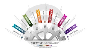 Gears cogwheels 3 steps for Infographic template, Engineering tech progress business, Vector illustration