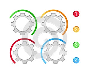 Gears with color line vector infographic elements set