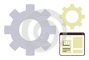 Gears and Dashboard Interface Representing Workflow and Process Optimization