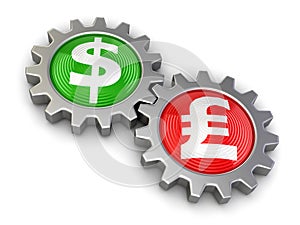 Gears with Dollar and Pound (clipping path included)