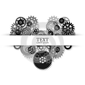 Gears in engagement. Engineering drawing abstract industrial background with a cogwheels.