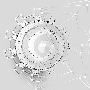 Gears in engagement. Engineering drawing abstract industrial background with a cogwheels.