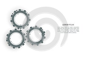 Gears in engagement. Engineering drawing abstract industrial background with a cogwheels.