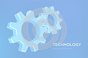 Gears. Engineering Gear wheels. 3D wireframe mesh Gear. Mechanical technology machine engineering symbol. Industry