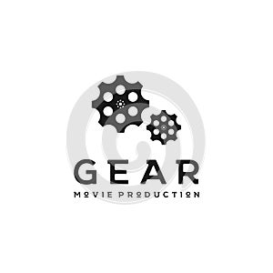 Gears with Film Reel for Movie / Cinema Productions logo design