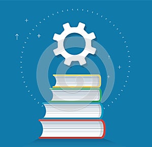 Gears icon on books icon design vector illustration, education concepts