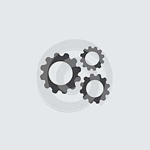 Gears icon in a flat design in black color. Vector illustration eps10