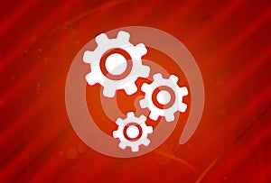 Gears icon isolated on abstract red gradient magnificence background