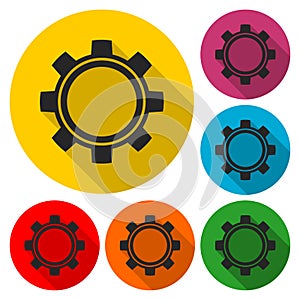 Gears icons with long shadow