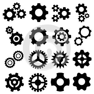 Gears icons vector set. Gear icon. Settings or options Illustration symbol.