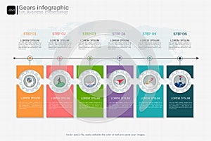 Gears infographic template for business presentation, Strategic plan to define company values.