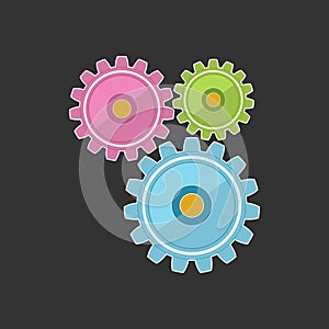 Gears Isolated on Gray Background