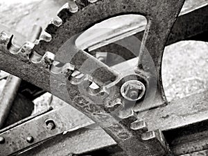 Gears and levers on old plow