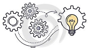 Gears and Lightbulb, Innovation, Problem Solving and Ideas. vector design Generative AI