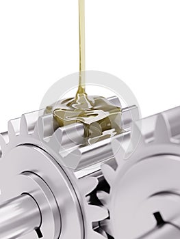 Gears Lubrication Closeup 3d Illustration