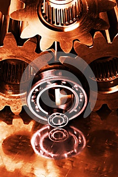 Gears, machine parts in action