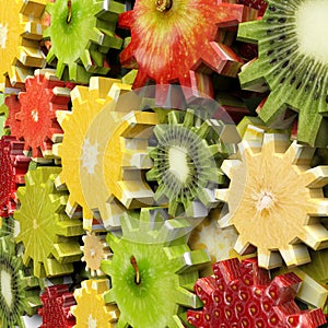 Gears made with fruit slices