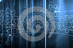 Gears mechanism, digital transformation, data integration and digital technology concept