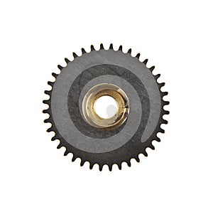 Gears from an old clock isolated on a white