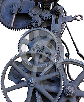 Gears old machine part objects isolated