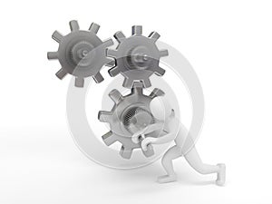 Gears over white background