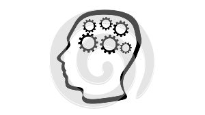 Gears rotate inside human head. Brain idea seamless FullHD 1080p 2D animation