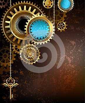 Gears on rusty background