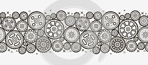 Gears seamless pattern. Cogwheels, mechanism vector illustration