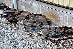 Gears for Shay locomotives at shop in Cass, WV