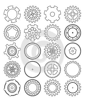 Gears silhouette over white background