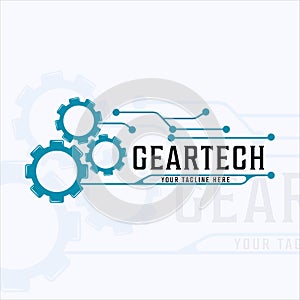 gears tech logo creative vector illustration template icon graphic design. technology symbol or sign for industry or company