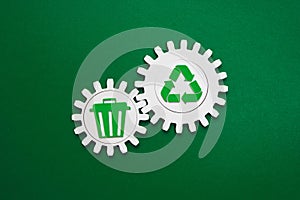 Gears with Trash and Recycle Icons photo