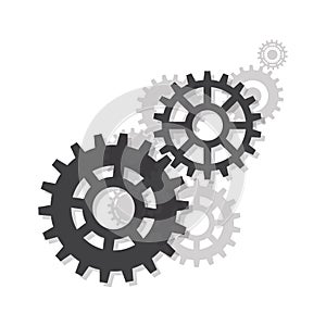 Gears, trundles and cogwheels, machine mechanism. Vector background