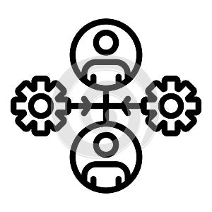 Gears and two admins icon, outline style
