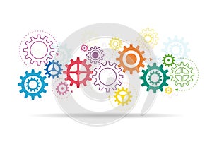 Gears wheels over white background. teamwork creative concept. colorful design. Vector illustration