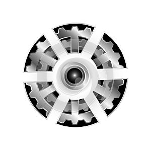 Gears on a white background. Vector illustration. Working gear. Machinery gear. Pin gear. Progresiruet gear. Leading