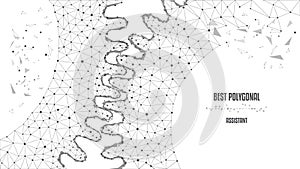 Gearwheels. Polygonal black-and-white illustration of triangles and points. Concept Movement is life, Teamwork , Idea Technology,