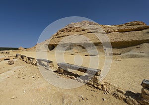 Gebel Al Mawta, the `Mountain of the Dead`, in Siwa Oasis, Egypt.