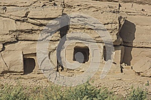 Gebel el Silsila mountain in Egypt on Nile