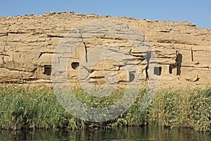 Gebel el Silsila mountain in Egypt on Nile