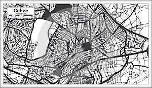 Gebze Turkey City Map in Black and White Color in Retro Style. Outline Map