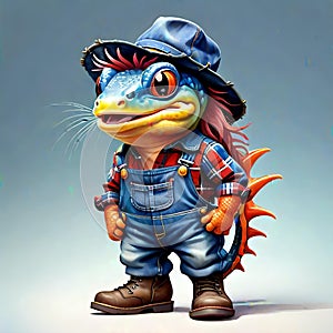 Gecko lizard colorful critter funny comic book cartoon work clothes