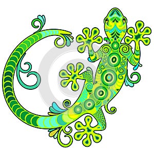 Gecko Lizard Ornamental Tattoo Style