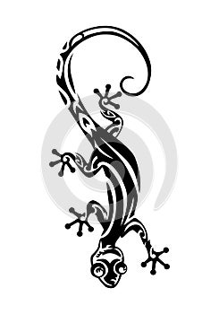 Gecko tattoo on isolated white background