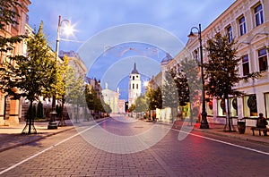 Gediminas Avenue at night in Vilnius